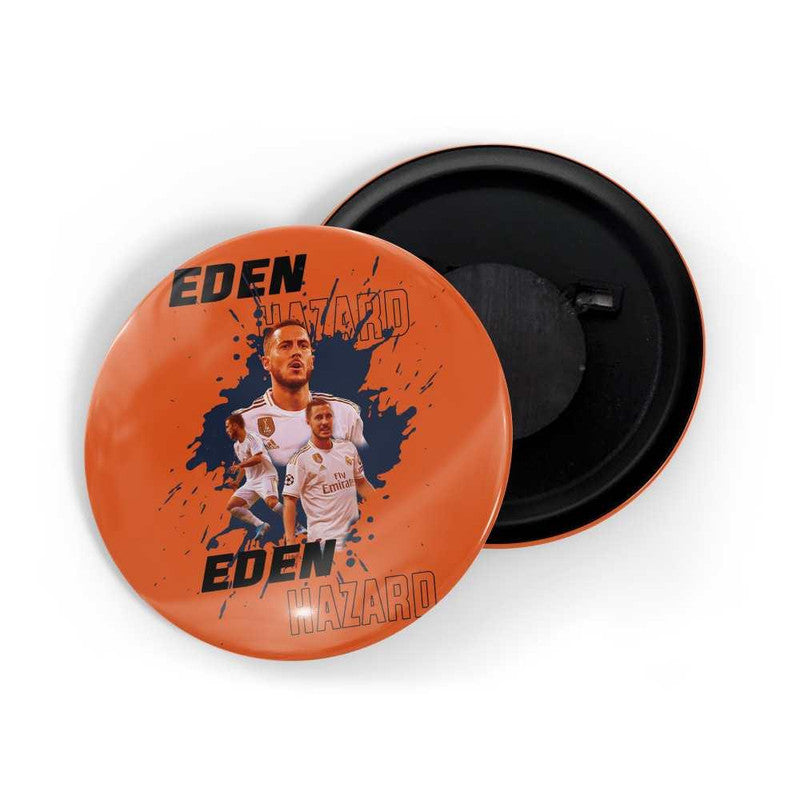 dhcrafts Round Fridge Magnet Orange color Eden Hazard Glossy Finish Design Pack of 1 (75 mm)